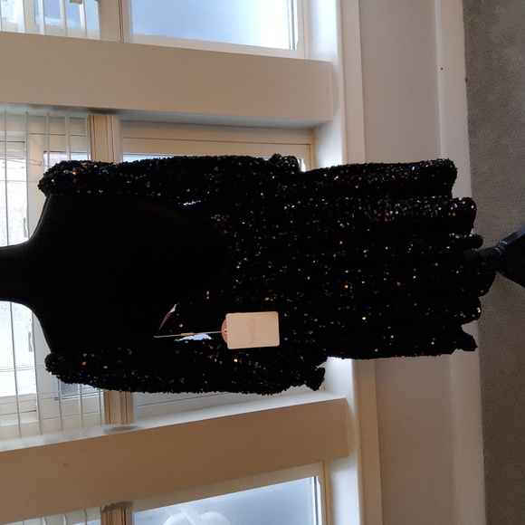 Selkie Black Sequin Puff Dress - Picture 7 of 16